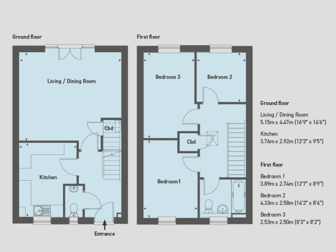 Floor plan, 3 bedroom house  - artist's impression subject to change